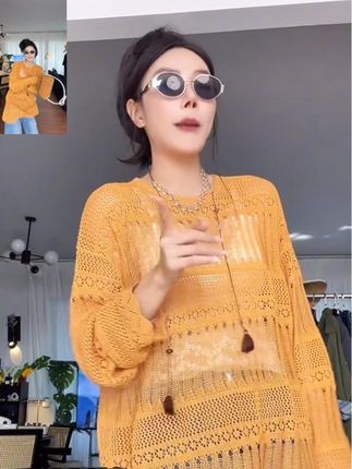 SSDS时尚休闲早秋新款亚麻镂空提花圆领宽松慵懒针织罩衫上衣女#秋季上新 #针织衫#慵懒风穿搭 #宽松版型 #面料舒适透气