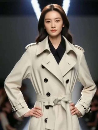 南韩女主【首发新款】秋季中长款清冷松弛感拼色韩版风衣外套女 #风衣穿搭#韩版风衣#风衣外套 #气质女神范 #长款风衣推荐