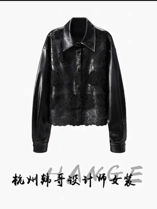 2025秋冬新品《黑玫瑰》星耀黑勾花蕾丝PU皮外套衬衫#休闲穿搭 #衬衫外套 #pu皮 #穿搭穿搭 #穿搭搭配