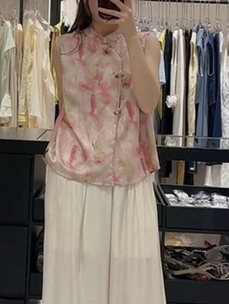 【云汐】传统中国风提花马甲四季通用马夹宽松气质中国风印花#夏季穿搭 #真丝国风衣服 #原创设计小香风套装 #修身高定女装 #优雅气质