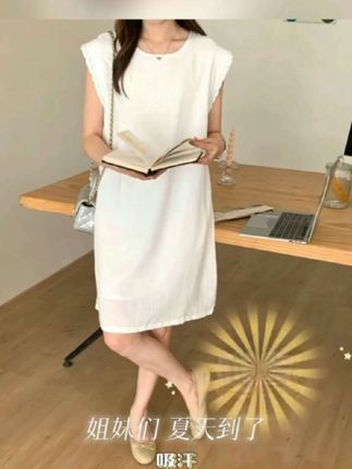 夏季新款时尚刺绣棉麻连衣裙短袖圆领洋气减龄宽松显瘦中长裙子#夏季穿搭 #高级感穿搭 #美搭尽显女神范 #时尚气质穿搭