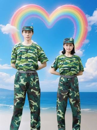 快开学了,马上就要进行军训了,这套很帅的军训服套装真的太酷了!它是那种薄款的迷彩服,热天穿也不会热,而且还是学校军训的服装,草绿色的,真的很帅#军训服#训练服#迷彩服