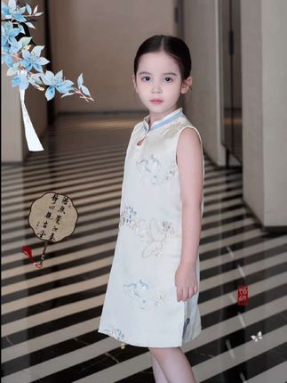 AnnieGirl夏季新款女童国风连衣裙复古洋气新中式旗袍裙2025夏款#生女儿就是用来打扮的 #国风古韵 #女童汉服 #旗袍控 #可甜可酷可温柔不一样的我