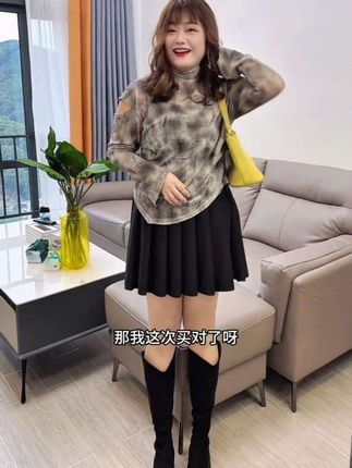 #大码女装#高腰百褶半身裙#这样穿太好看了 #藏肉显瘦穿搭 #大码穿搭