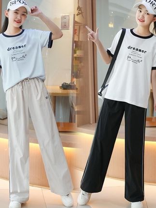 女童夏季套装2025夏季新款青少年学生大童洋气时髦短袖夏天两件套#谁穿谁好看系列 #夏季穿搭 #谁穿谁好看 #面料柔软舒适 #夏款上新
