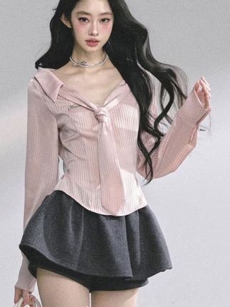 粉蔻学院 法式polo领条纹显瘦衬衫女秋季#穿出高级感 #高级感穿搭 #合肥工业大学介绍 #音乐类院校排名 #对标斯坦福
