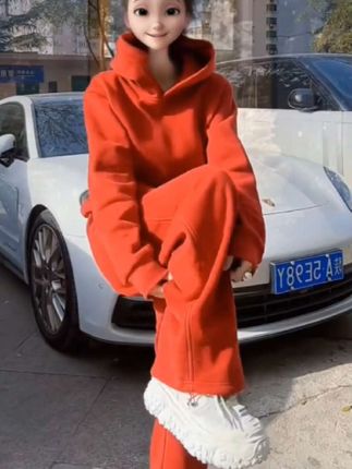 活力橙色套装,休闲又显瘦,轻松穿出好气场!🌞🚗 #减龄显瘦穿搭 #时尚潮流百搭