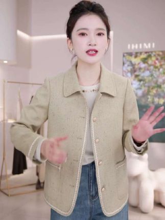 亦白【木槿】2025年秋新款女装气质百搭翻领小香风夹克宽松外套上衣#气质穿搭 #穿出高级感 #面料柔软舒适 #遮肉显瘦 #洋气减龄
