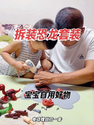儿子心心念念喜欢的恐龙拆装玩具也和爸爸一起玩上了,螺丝刀一拧一拼就把恐龙组装完成,非常锻炼孩子#专注力 #思维逻辑能力 #益智玩具 #拆装恐龙玩具 #宝宝玩具