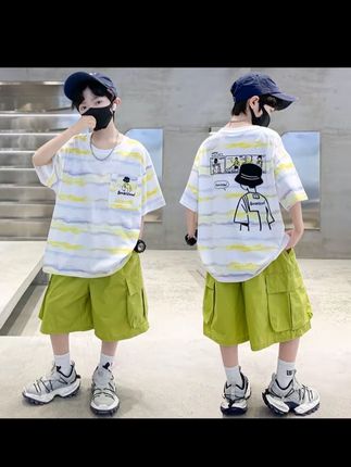 男童夏季套装2025夏装中大童儿童男孩夏款痞帅网红炸街薄款潮#高品质童装 #童装新款