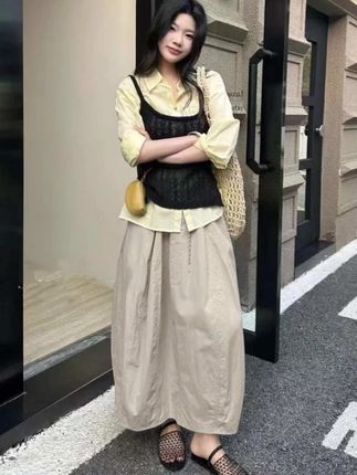 半身裙裙女拼接裙子简约百搭南瓜裙长款夏季裙子高腰时尚裙子新款#百搭裙子#半身裙#裙子#夏季新款#高腰显瘦