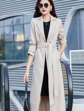 2025春秋新款米白色修身收腰高端气质流行外套过膝长款风衣女流行#高质穿搭 #日常简约穿搭 #女装时尚穿搭 #轻氧感穿搭 #春秋新款米白色长款风衣