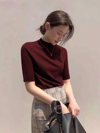 时尚百搭洋气减龄纯色显瘦中袖打底衫T恤上衣 #被秋日氛围感穿搭拿捏了 #森系少女感穿搭 #早秋通勤出游穿搭一起拿捏 #小个子初秋显瘦穿搭 #早秋显身材平价上衣合集
