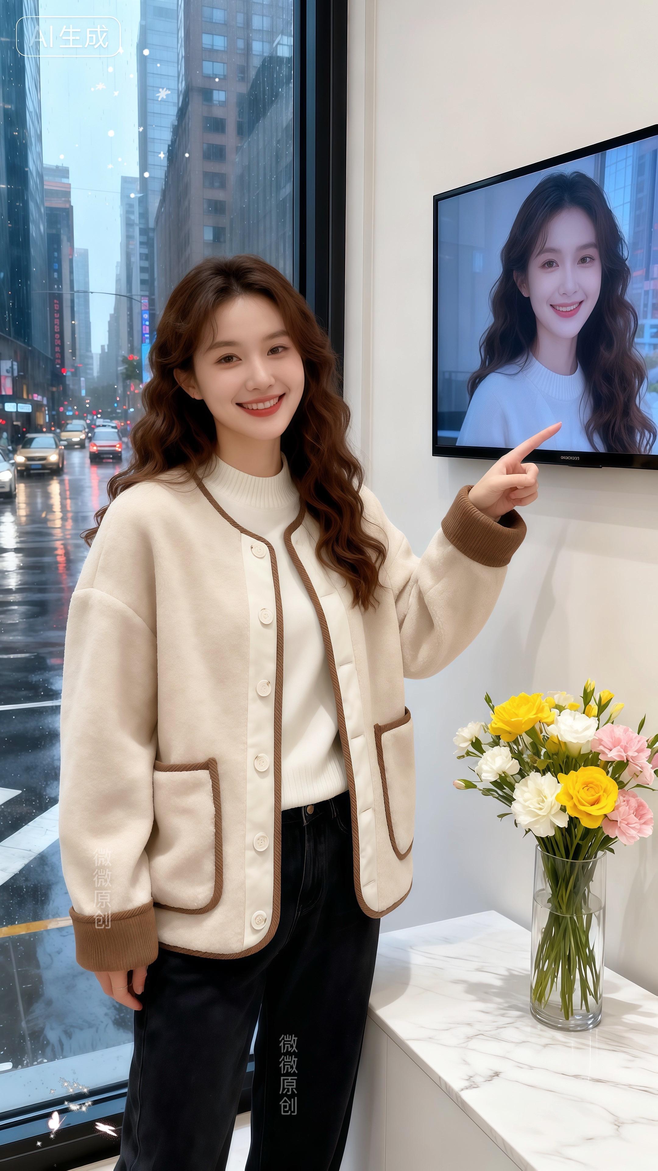 雨天的画室里,她握着画笔,在画布上描摹着温柔。身上这件米白拼棕的外套,像初冬的第一缕暖阳,柔糯的质感裹住惬意。撞色的口袋与袖口,是细节里的巧思,配着简约内搭与阔腿裤,把随性文艺穿在身上。不刻意张扬,却在举手投足间,藏着一份从容的美。#时尚气质穿搭 #冬款穿搭 #每日搭配分享 #秋冬穿搭 #外套穿搭