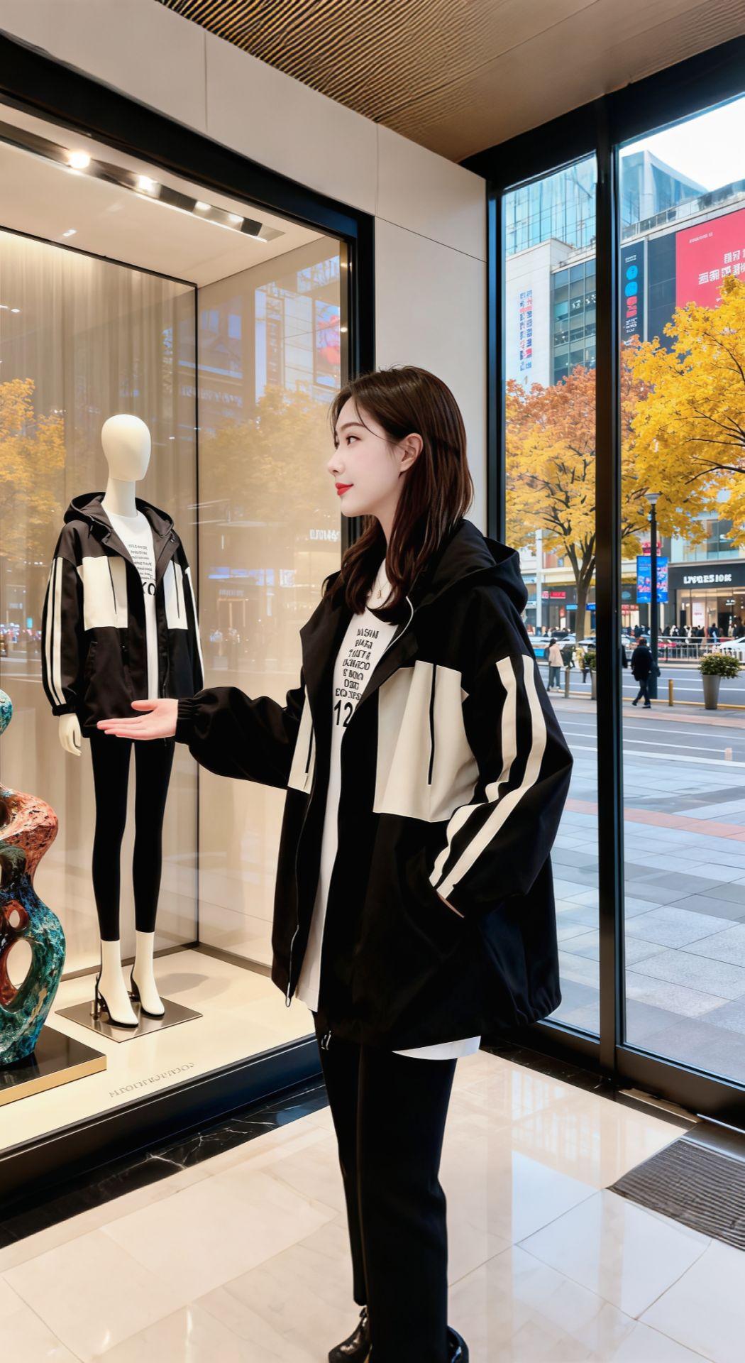 #AI扩图 加棉加厚连帽冲锋衣外套#2024春秋冬新款棉衣韩版宽松女休闲服#潮流时尚穿搭 #时髦穿搭 #外套穿搭