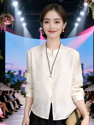 #早秋这样穿包好看的 ,新中式立领单排扣气质时尚上衣,谁穿都好看,又美又飒,就是这么个范,时尚潮流又洋气穿搭,早秋穿搭一周不重样