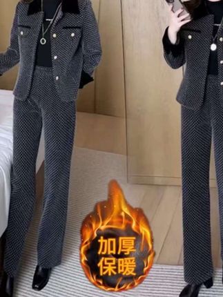 金貂混纺套装 【衣雅严选】8102-1188新款加厚保暖金貂混纺小香风上衣+裤子套装#新款加厚保暖套装#金貂混纺套装#小香风上衣裤子套装#爆款热卖中 #好物推荐🔥