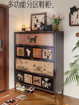 #中古风入户鞋柜 大容量中古风入户门口鞋柜家用玄关收纳柜多层储物柜#玄关收纳柜#多层储物柜#门口鞋柜#鞋柜 #收纳整理