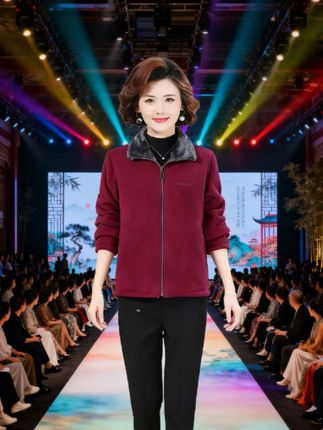 中老年妈妈秋冬保暖外套#时尚妈妈装 #中老年穿搭 #保暖外套 #摇粒绒外套 #本命年穿红色