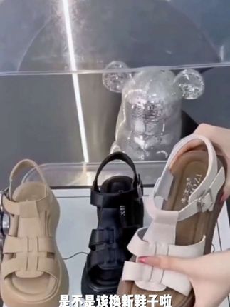 夏季露趾凉鞋女2025新款白色001,黑色002外出一字扣带厚底凉女#超便宜超划算#爆款热买中#好物推荐