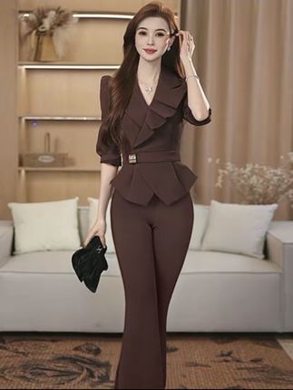 [两件套价今每流行oic高敏领子做的很感西装裤子装贵气感御嫬 致D3732#显瘦穿搭 #早秋新潮季 #穿出高级#完美搭配 #与众不同