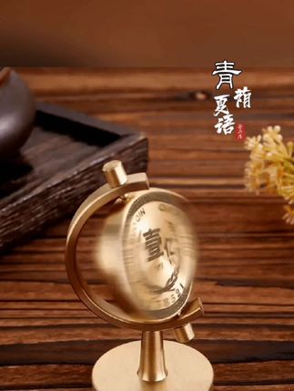 【黄铜一亿小目标】旋转地球仪转转车载办公桌面摆件创意礼品