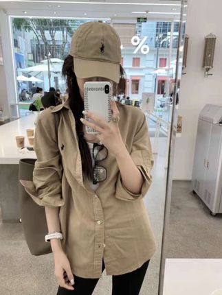 美拉德穿搭柔软水洗刺绣宽松衬衫女百搭衬衫外穿女ins风#秋季穿搭 #长袖衬衫 #气质穿搭 #通勤穿搭 #老钱风穿搭