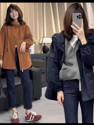 收腰连帽冲锋衣外套秋冬新款加棉派克服中长款#女装穿搭 #日常分享 #防风防水冲锋衣 #秋冬新款 #百搭上衣