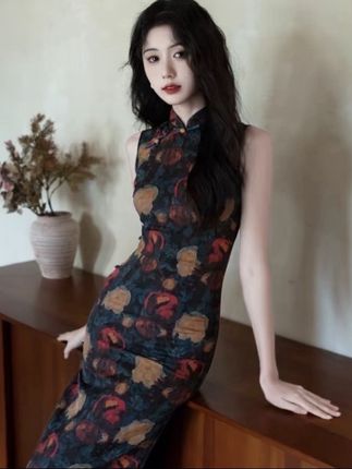 2025秋季新款新中式碎花修身旗袍淑女风#优雅气质 #古典风 #高端旗袍 #裙子 #今日穿搭