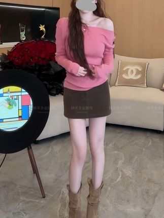 舒适修身半身裙套装2025早秋新款松弛感时尚气质百搭设计感针织衫#上衣推荐