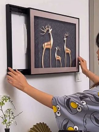 《福鹿相随》电表箱装饰画配电箱挂画餐厅电闸盒总开关盒遮挡推拉画#家居好物 #好物推荐🔥 #电表箱挂画 #电表箱装饰画 #电表箱遮丑画