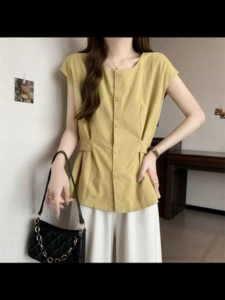 大码气质甜美风复古方领短袖衬衫女胖MM宽松显瘦遮肚薄款百搭夏季#甜美穿搭 #短袖衬衫 #百搭 #亲肤柔软舒适透气