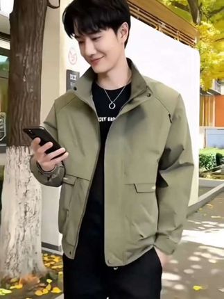雅鹿男装档次立领夹克春秋新款简约休闲男款外套百搭帅气时尚潮流#外套穿搭 #男生穿搭 #穿搭 #外套 #夹克外套