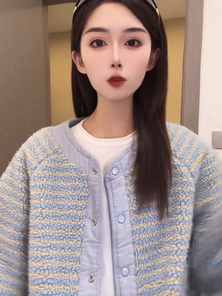 双面穿棉服摇粒绒韩系棉衣围巾款棉袄2025年新款正反两面穿厚外套#双面穿棉服 #韩系外套 #减龄外套 #强烈推荐