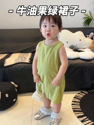 牛油果绿真的巨显白~#夏季穿搭 #高品质童装 #生女儿就是用来打扮的 #萌宝穿搭 #萌娃穿搭