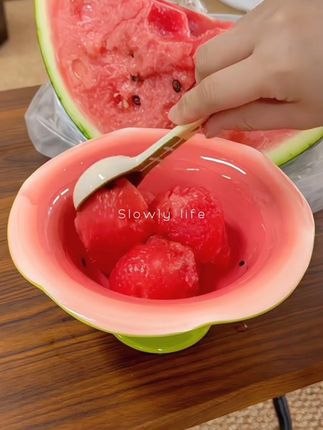 夏日可爱限定🦐西瓜水果捞陶瓷盘🍉🍇🍑,#水果盘 #沙拉碗 #高颜值杯子 #礼物 #送闺蜜的礼物