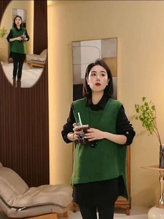 #BEIJU 2025秋季新款女宽松百搭无袖毛衣背心圆领纯色针织马甲2089#马甲 #时尚百搭马甲 #穿搭 #减龄气质