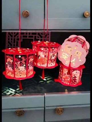 中秋节灯笼节日国潮灯笼,儿童发光走马灯DIY投影灯笼手提花灯批发,#节日氛围 #小年快乐 #幸福家 #新春佳节 #孩子成长记录