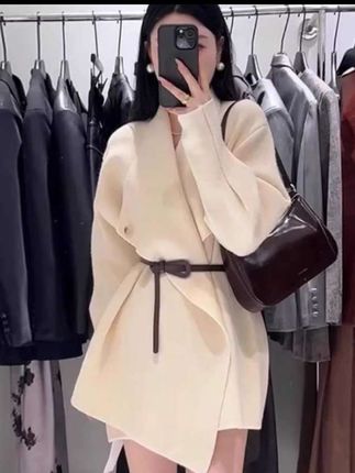 【设计感收腰气质针织毛衣外套女2025新款秋冬纯色中长款外搭开衫厚】#高级感穿搭 #韩系穿搭 #慵懒风穿搭 #时髦穿搭 #轻奢女装