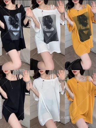 慵懒风印花女孩2025宽松挂肩薄款显瘦纯色休闲防晒v领上衣T恤#爆款热卖中 #好物推荐🔥 #显瘦穿搭 #夏季新款 #上衣 @DOU+小助手 @DOU+好生意 @DOU+上热门