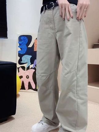 工装牛仔裤窄版阔腿裤女款爆款2025新款大码微胖mm显瘦弯刀长裤子#女装搭配 #工装裤#时尚穿搭 #裤子推荐