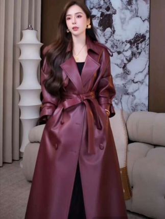 #长款皮衣外套 #气质皮衣穿搭 #大翻领外套 #气质穿搭#穿搭