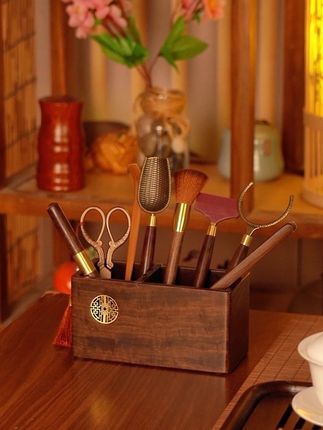 #无限回购的宝藏单品 #茶具 #茶器茶具 #茶器之美 #古法传承 茶皇子茶道六君子套装,高档泡茶工具黑檀实木茶具配件功夫茶夹茶剪