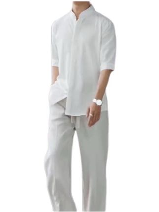 【上衣+裤子】夏季时尚休闲简约套装清爽通勤休闲痞帅潮男裤子衬衫#夏季衬衣套装 #慵懒风套装 #潮男穿搭 #休闲简约套装 #夏季短袖 @巨量千川