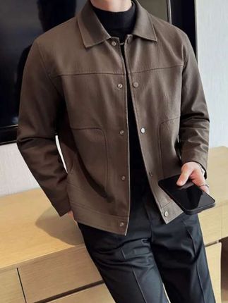 男士外套秋季新款韩版修身翻领夹克衫男帅气潮流上衣休闲皮衣男#男士外套 #潮流穿搭 #休闲皮衣#皮衣外套#夹克外套