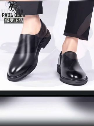 【保罗正品】2025春季男士皮鞋一脚蹬防滑商务鞋软底软面尖头