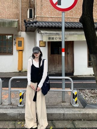 韩系小众针织衫打底+绑带背心女早秋新款百搭休闲慵懒两件套上衣#夏季穿搭 #今日穿搭 #女装 #高级感穿搭 #穿搭ootd