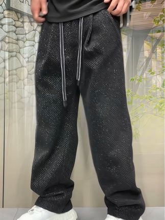 秋季新款男士宽松百搭满天星休闲裤潮牌痞帅炸街直筒拖地阔腿长裤#男裤 #裤子 #休闲裤 #百搭裤子
