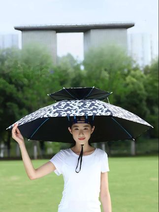 #头戴式雨伞 #钓鱼伞 #防晒雨伞帽 #透气不闷热 #雨伞帽