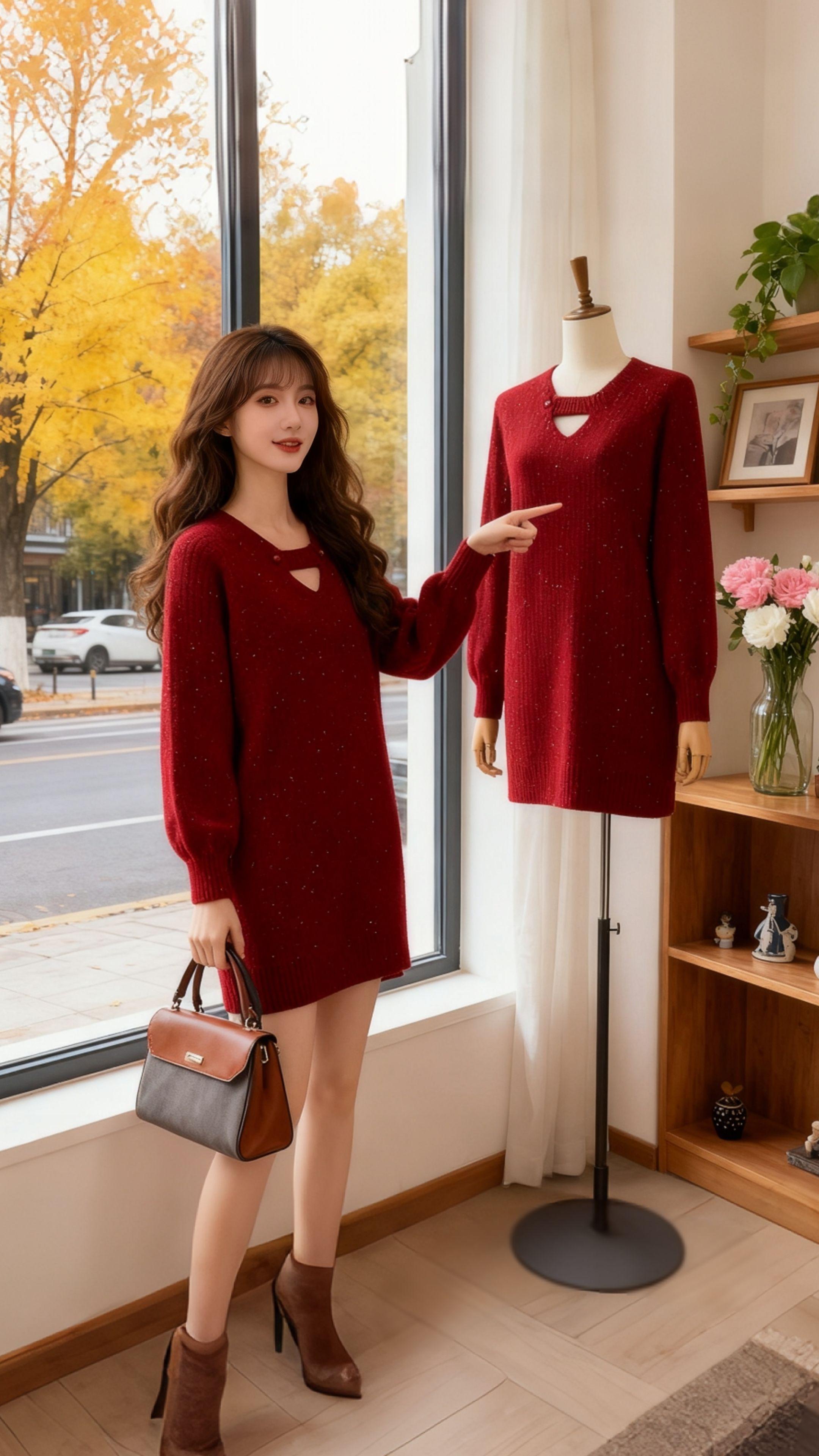 #气质女神穿搭 #减龄显瘦穿搭 #时尚毛衣连衣裙 #秋冬穿搭 #中长款时尚毛衣打底裙